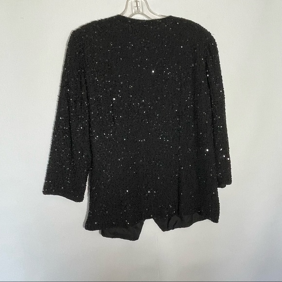 Chadwicks Black beaded sequined wrap top womens 14 - Picture 10 of 12